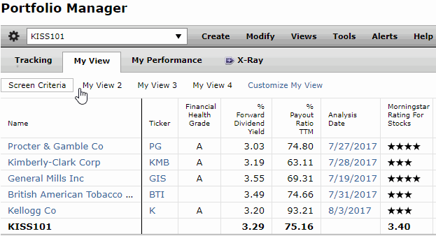 MorningStar Portfolio Manager for KISS 101 investing strategy