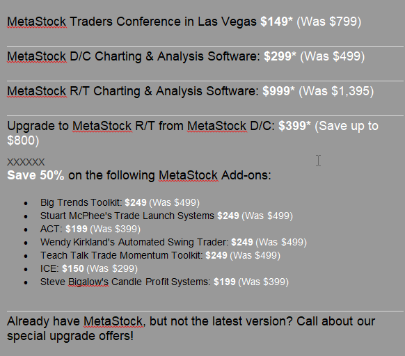 MetaStock Black Friday Sale Pricing