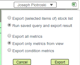 CSV file export form