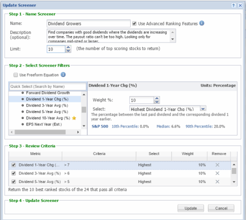 StockRover Screen Criteria Editor